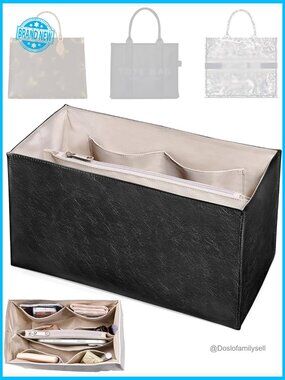 Lightweight Tote Organizer Insert Wipe Clean Lining Zip Divider Handbag Shaper